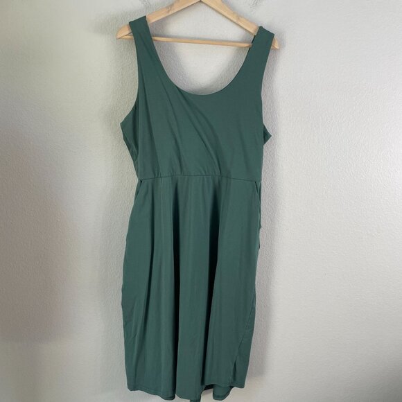 PACT Womens Plus XXL Dark Forest Fit Flare Tie Back Dress Organic Cotton Blend - Picture 10 of 12